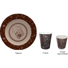 Тарелка и стакан  бумажная коллекция (серия) Чай-кофе